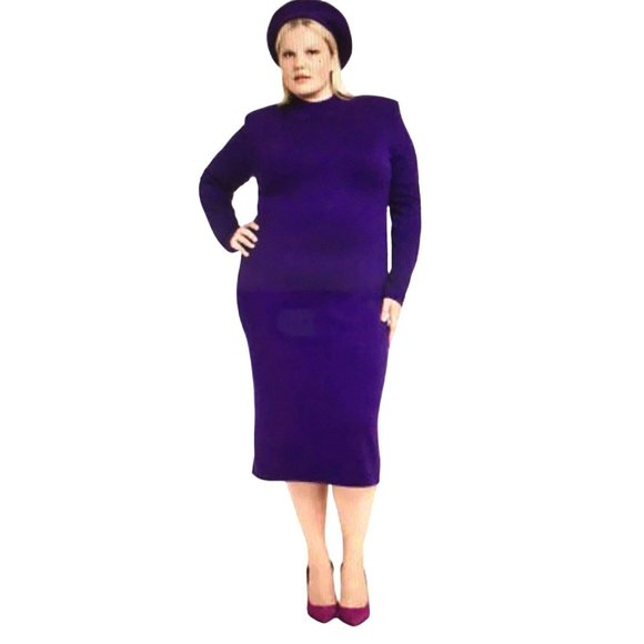NWT Sergio Hudson X Target Strong Shoulder Sweater Midi Dress Purple 4X - Picture 1 of 7